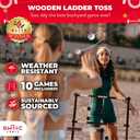 SWOOC Games - Premium Wooden Ladder Ball Game Set (Weather Resistant) - with 10+ Games & Carrying Case - Easy, No Tool Set Up - Premium Ladder Toss Outdoor Game - Backyard Ball Toss Games