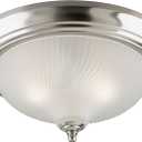 Westinghouse Lighting 6430500 Two-Light Flush-Mount Interior Ceiling Fixture, Brushed Nickel Finish with Frosted Swirl Glass