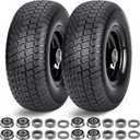 11x4.00-5 Flat Free Lawn Mower Tires and Wheel,2 Pack Zero Turn Lawn Mower Replacement Tires,11x4-5 Solid Tractor Turf Tire with Rim,3.4" Centered Hub and 3/4" & 5/8" & 1/2" bearings with Adapter Kit (11X4-5 Anti Slip Flat Free Tires (Black Rim))