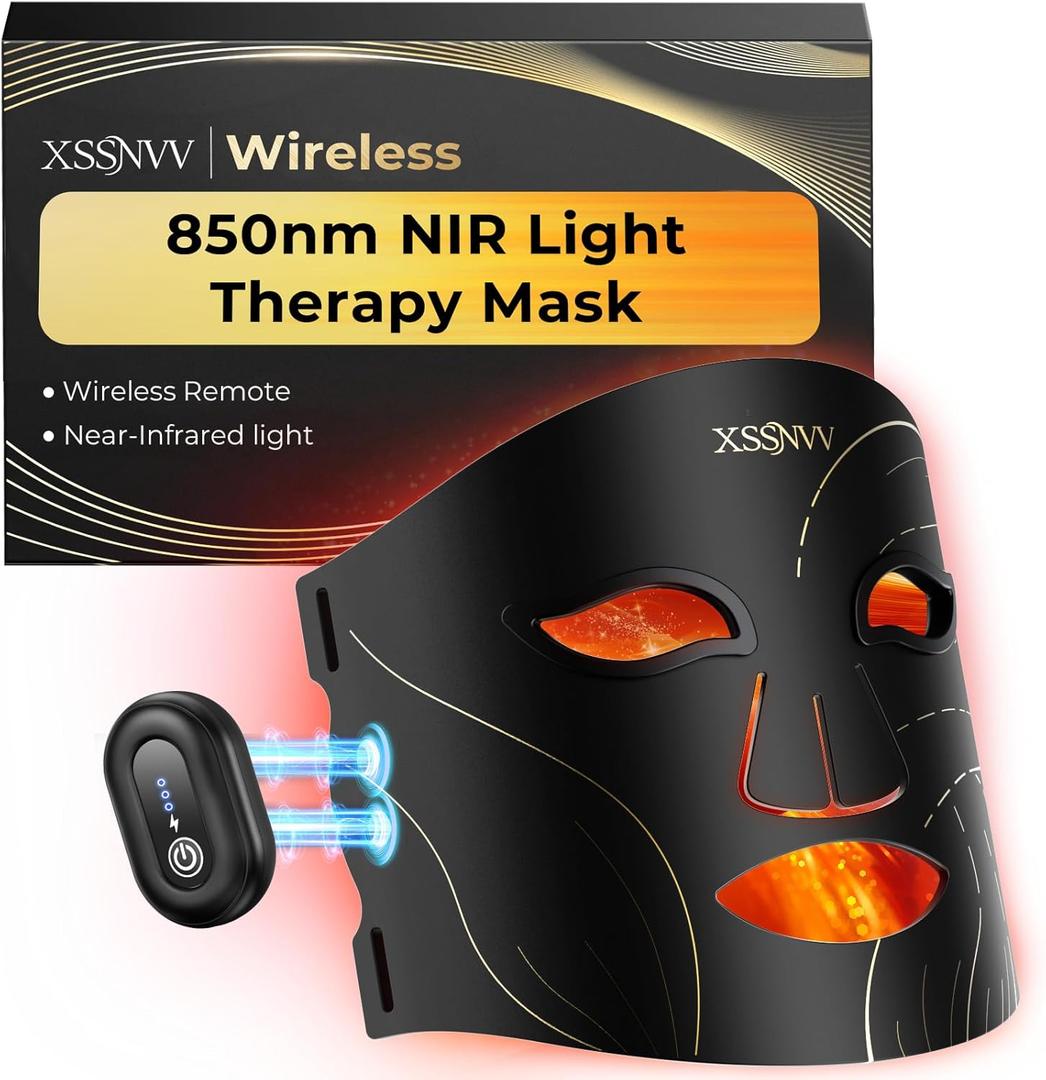 Red Light Therapy for Face Cordless LED Face Mask with 4 Light Modes (NIR 850nm, Red 630nm, Blue, Amber), 272 LEDs, 10-Min Timer, Rechargeable for Glowing Skin at Home