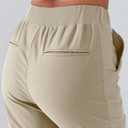 Women's Mid Rise Ankle Pants Golf Pants Women with Pockets Lightweight Activewear Lounge Pants (XX-Large, Ivory)