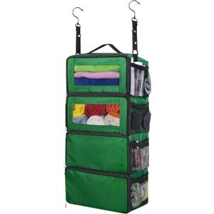 Hanging Travel Organizer, Carry on Luggage Suitcase Organizer, Travel Essentials Portable Travel Shelves Packing Cube for Travel Cruise Small,Green