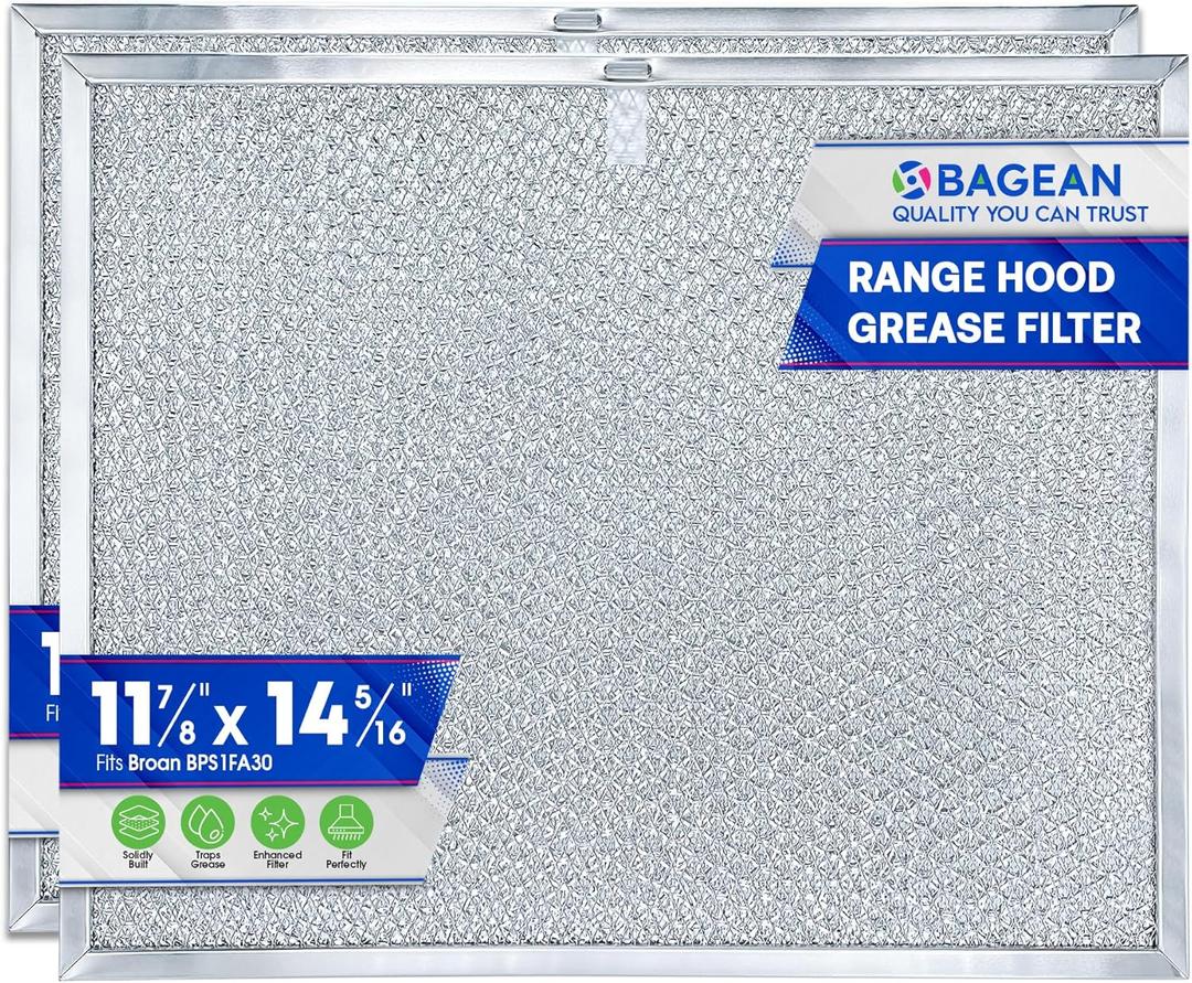 Bagean Stove Hood Vent Filter 11.8" x 14.3" BPS1FA30 - Compatible with NuTone Allure & Broan Range Hood Filter Replacement 99010299 - Fits QS1 QS2 30" Hoods - Blocks Grease & Filters Oven Air (2-Pk)