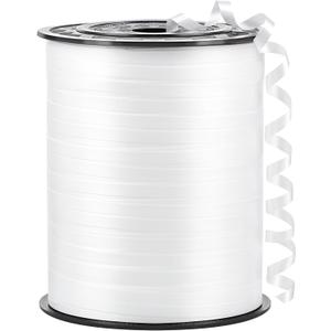 500 Yards White Curling Ribbon, 1/5 Inch Balloon String Ribbon for Birthday Party Decoration, Gift Wrapping, Art Crafts, Florist Flower, Matte White