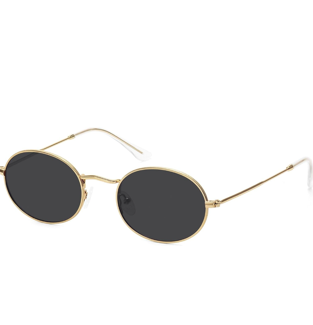 Small Retro Oval Sunglasses for Women Men Trendy Metal Sun Glasses Classic Shades FZN903