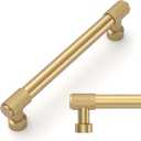 Amerdeco 10 Pack Champagne Bronze Knurled Cabinet Pulls 5 Inch(128mm) Hole Center Kitchen Cabinet Handles Drawer Pulls Cabinet Hardware ZH034