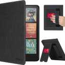 CoBak Case with Stand for Kindle Paperwhite 12th Gen 2024 Released (7") & Kindle Color soft Signature Edition - Durable PU Leather Cover with Auto Sleep Wake, Card Slot, Hand Strap Feature, Black