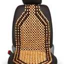 VaygWay Wood Beaded Comfort Seat Cushion  Wooden Beaded Comfort Car Seat Cover Double Strung Car Massaging Cool Cover Car Chair w/High Ventilation  for Truck or Office Chair (1 Pack Beige/ Black)