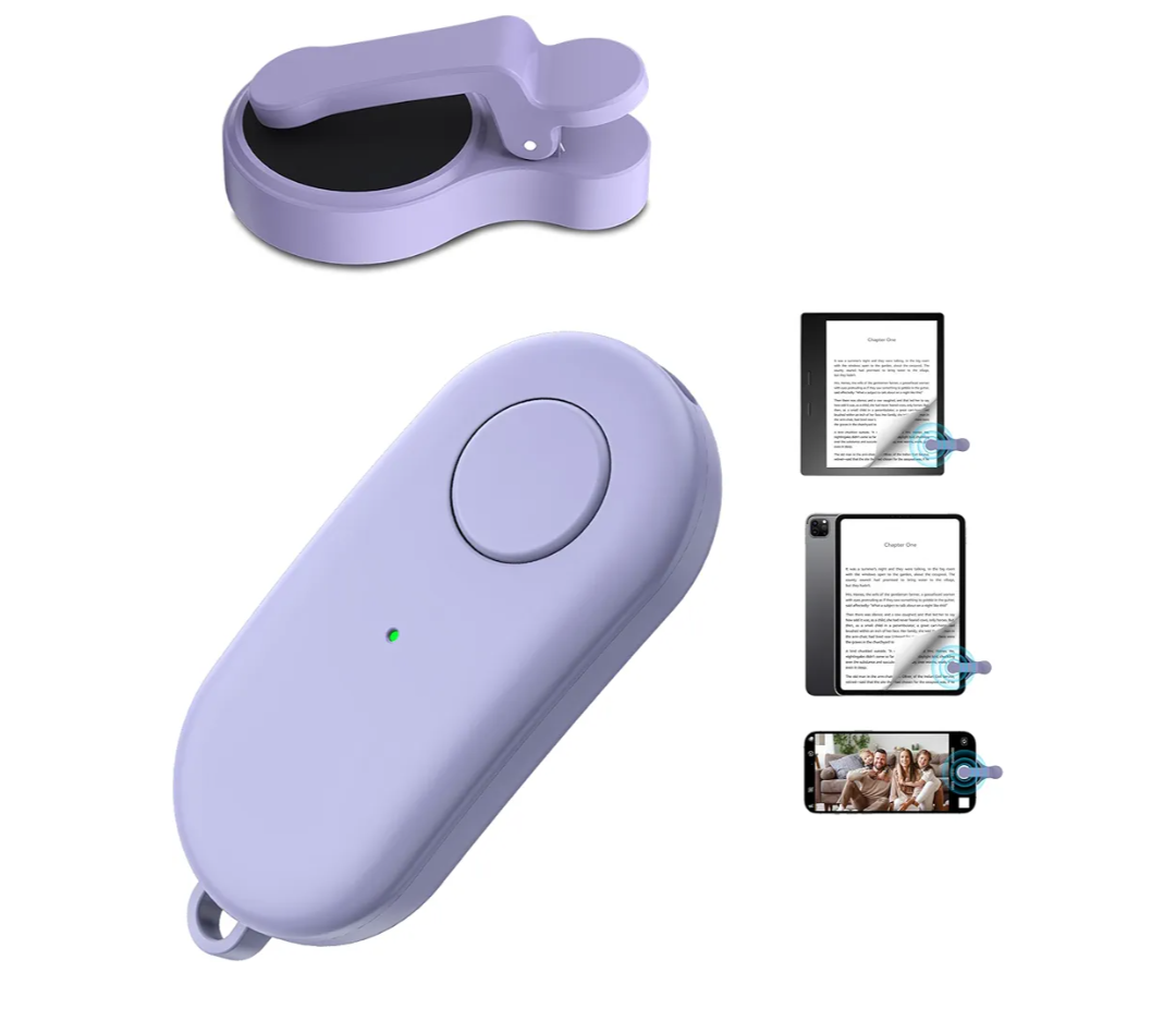 Remote Control Page Turner for Kindle Paperwhite Oasis Kobo eReaders,Kindle Clicker Page Turner Accessories for iPhone,iPad, Android Tablets Reading Novels,Camera Video Record&Shutter Selfie (Purple)