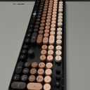 Wireless Keyboard and Mouse Combo, 104 Round Keys Cute Colorful Keyboard and Mouse with Retro Typewriter for PC/Mac/Laptop/Tablet/Computer/Windows Black