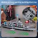 WW2 Military Battleship Boat Building Block Set,Large Sized Cruiser Toy,1442 PCS Battle Ship Toy Compatible with Lego Sets for Boys 8-14,Warship Birthday Gift for Adults Girls Boys Age 8-12