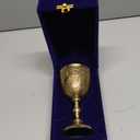 Vintage Brass, Royal Wine Cup, 1 Piece, Renaissance Medieval Gift Vintage Chalice Goblet, Food Safe Sturdy Brass Shot Glasses for Liquor, Ritual, Buddha, Weddings, Royal Medieval Decor, Blessings, (Gold/Silver)