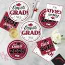 Graduation Decorations 2026, 200 Pcs Class of 2026 Graduation Party Supplies Kit with Paper Plates, Luncheon and Cocktail Napkins, Congrats Grad Decorations for 50 Guests (Maroon)