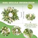 4 Pcs Green Eucalyptus Candle Rings Wreaths Spring Summer Kitchen Cabinet Wreaths Mini Green Berry Leaves Candle Wreath for Pillars Farmhouse Festival Wedding Celebrations Tabletop Decoration
