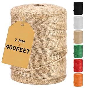 3 x Vanhench 400Feet Natural Jute Twine String, Bulk Hemp Jute Rope Cord Twine for Crafts Gardening, Gift Wrapping, Arts & Crafts, Wedding Dcor, Packing Material Burlap Ribbon, Christmas (2 mm x 122 m, Brown)