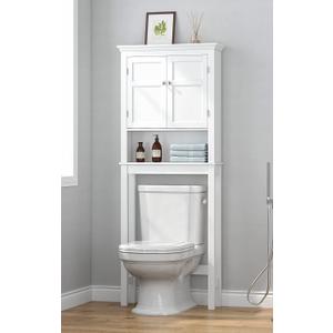UTEX Over The Toilet Storage Cabinet, Over Toilet Bathroom Organizer with Adjustable Shelves, Above Toilet Storage Cabinet Space Saver, White, 8"D x 26"W x 65"H