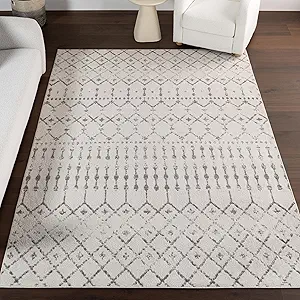 nuLOOM 5x7 Moroccan Blythe Area Rug, Grey, Faded Bohemian Design, Stain Resistant, For Bedroom, Dining Room, Living Room, Hallway, Office, Kitchen, Entryway