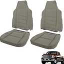 munirater Gray Seat Cover Front Leather Driver Passenger Bottom Top Replacement for 2003-2007 F250 F350 F450 F550