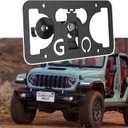 No Drill License Plate Holder Compatible with Jeep Wrangler 2013-2025/ Wrangler 4xe 2021-2025 Front Grille License Plate Mount Bumper Bracket Holder Car Tag Frame Anti-Theft Adapter Accessories