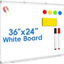 Magnetic Dry Erase WhiteBoard, 36X24 inch, Wall Mounted White Board, Aluminum Frame, Includes 1 Eraser, 2 Markers and 4 Magnets