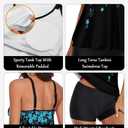 Urchics 2026 Women Two Piece Tankini Swimsuit Tummy Control Plus Size Long Torso Top and High Waisted Boyshorts Bathing Suits (Black, L)