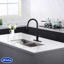 Achelous Black Kitchen Faucet with Pull Down Magnetic Docking Sprayer,Stainless Steel Pull Out RV Kitchen Sink Faucets,Single Handle Deck Mount,Grifos De Cocina (Black)
