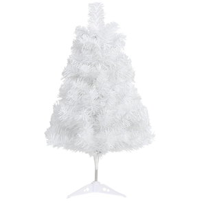 CCINEE 3Ft Artificial Christmas Tree, White Mini Tabletop Hinged Christmas Tree with Metal Stand 130 Branch Tips for Xmas Party Supplies Home Indoor Decoration