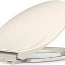 Toilet Seat Elongated,Toilet Seat with Quick-Release And Quick-Attach, Plastic Toilet Seat with Soft Close, Easy Install and Clean - Almond
