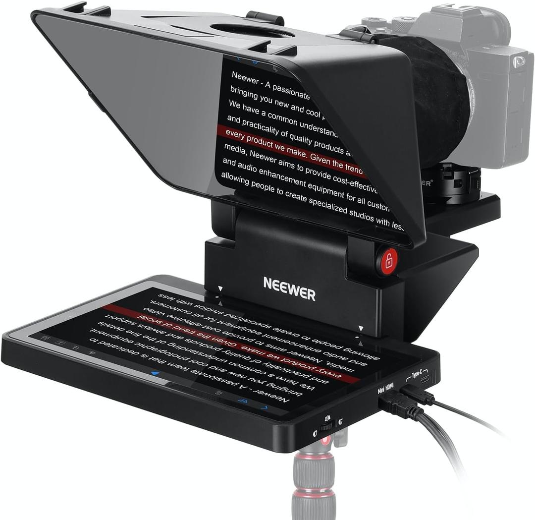 NEEWER 2 in 1 Teleprompter 11 Inch with Monitor for Windows MacOS, Supports Screen Mirroring, Portable Prompter for Camera Mobile Phone Webcam for YouTube Twitch Live Streaming Conference, X11