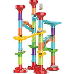Marble Run Set Building Blocks Glass Marbles for Kids Ages 4-8 Girls Boys Toys STEM Maze Educational Race Game Birthday Gifts