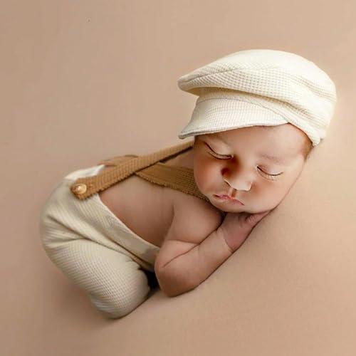 Holibeat Newborn Boy Photography Props Baby Boy Photo Shoot Outfits Infant Gentleman Romper Suits