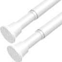 AIZESI 2 Pack Spring Tension Curtain Rod 23-46 Inch Adjustable Curtain Rods No Drilling White Tension Rods for Window, Doorway, Kitchen, Closet Storage