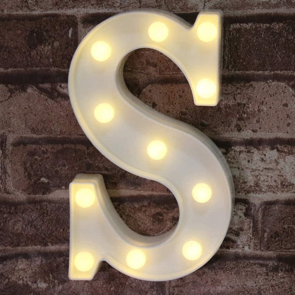 Pooqla LED Marquee Letter Lights Sign, Light Up Alphabet Letter for Home Party Wedding Decoration S (Letter S, Warm White)