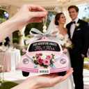 2 x Valentines Day Gift for Newlyweds  Our Adventure Awaits Wooden Car Ornament, Romantic Keepsake for Wedding Couples, Bridal Shower or First Valentine Engaged (Pink)