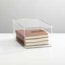 mDesign Plastic Stackable Home Office Storage Organizer Box with Hinge Lid - Holder Container Bin for Note Pads, Gel Pens, Staples, Dry Erase Markers, Tape, Supplies - Lumiere Collection - Clear