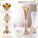 Domensi 4 Pcs Gold Trumpet Vases for Centerpieces 21.6 Inch Tall Metal Flower Stands Crystal Gold Vase for Wedding Tables Birthday Party Event Home Decor