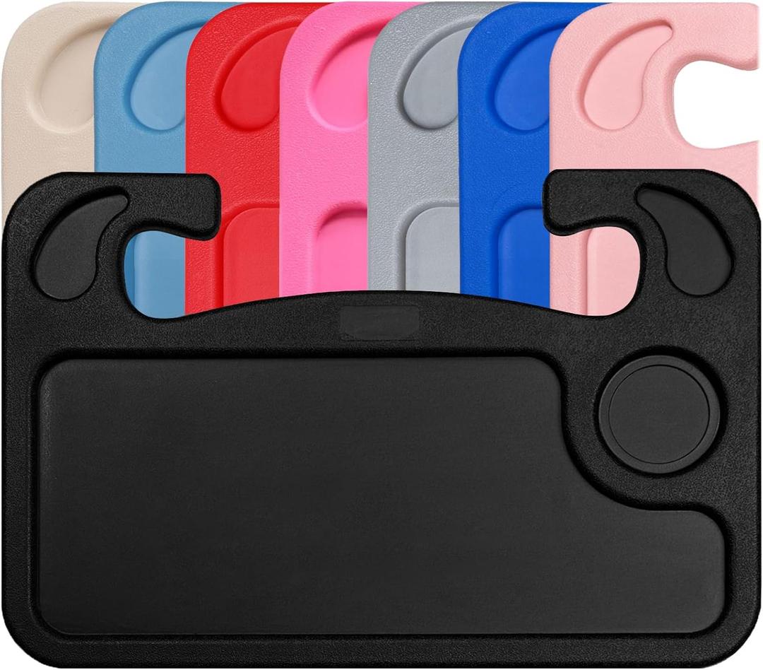 Steering Wheel Desk Tray for Eating, Laptops - Hooks Onto Most Vehicle Steering Wheels, Road Trip Accessory, Car Table (16.5" x 11" x 1", Black)
