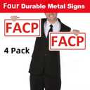 (4 Pack) FACP Signs, Metal FACP Sign - Fire Alarm Control Panel, 12 x 6 Inches FACP Signs for Door Aluminum Reflective Rust Free Weatherproof and Easy to Install (White)