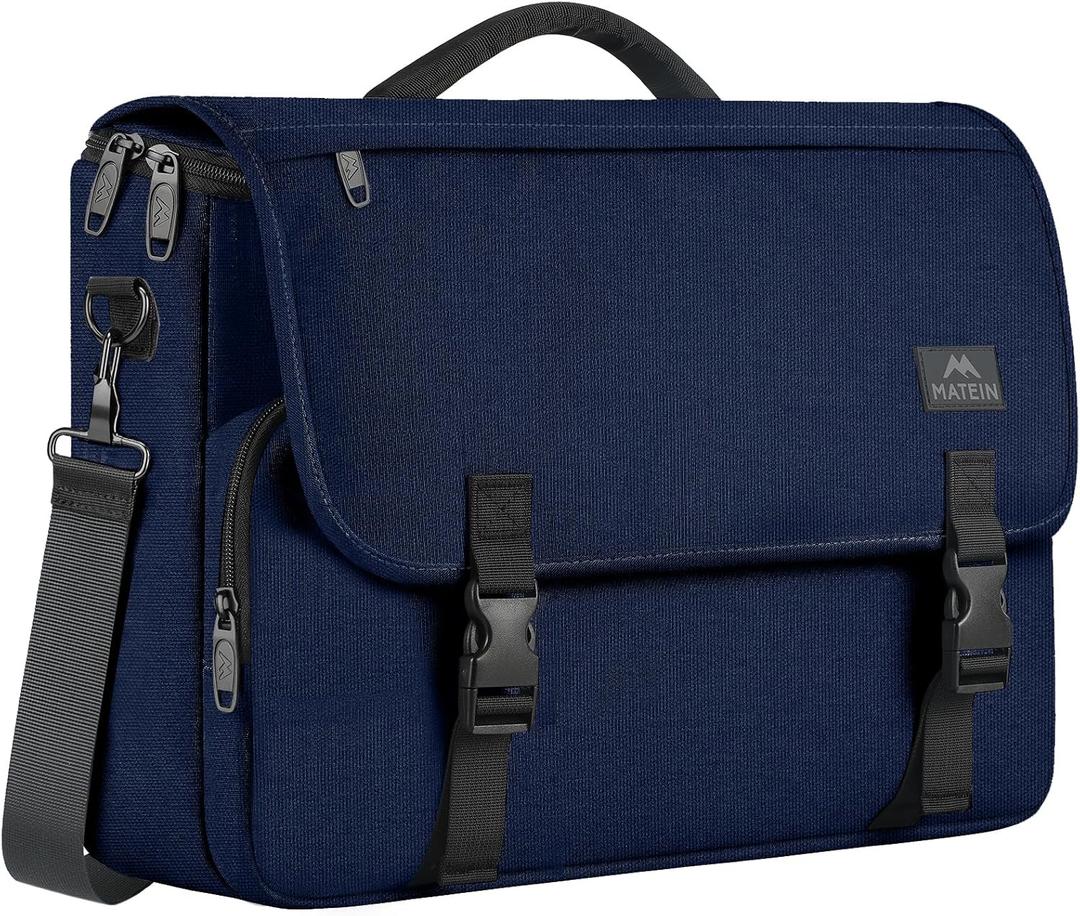 MATEIN Messenger Bag for Men, Briefcases Lightweight Men's Laptop Bag 17.3 inch Water Resistant Crossbody Satchel Computer Work Office Case with Shoulder Strap, Blue