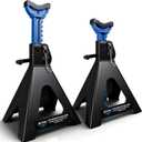 Jack Stands 6 Ton with Double Locking, 12000 lb Capacity, Heavy Duty Car Jack Stands with Rubber Pads, Adjustable for Lifting SUV, Pickup Truck Garage, 1 Pair Blue and Black
