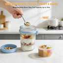 4 Pack Overnight Oats Containers with Lids and Spoons, 16 OZ Glass Mason Jars with Removable Separate Compartments, Airtight Leak Proof Oatmeal Container for Chia Pudding, Yogurt, Breakfast, Cereal