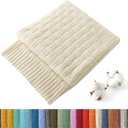 TREELY 100% Cotton Knitted Throw Blanket Couch Cover Blanket(31 x 40 Inches, Ivory White)