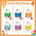 24 PCS Happy First Day of School Gift Bags, Colorful Welcome Back to School Decorations Pencil Goody Bags with Handles, Rainbow Paper Favors Bag for Students Teacher Staff Party Supplies Bulk