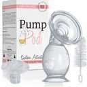 Save The Milk Silicone Manual Breast Pump + Lid + Cleaning Brush | Smaller 24mm Flange Size for Pain-Free Nipple Suction (Customisable) | 4.5 fl oz / 133 ml | BPA-Free, Food-Grade Silicone (24 Mm)