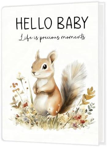 Cabana Bro Baby Photo Album Holds 36 4x6 Photos, Squirrel Lovers Gifts, Hello Baby Life is Precious Moments Small Photo Album Memory Keepsake Gift for Babies Shower Newborn Toddler Boys Girls