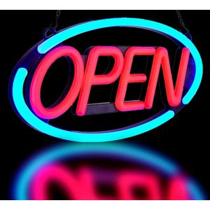 24'' X 12'' Ultra Bright LED Open Sign - Remote Controlled - Get Your Business Seen Day or Night (Blue/Red)