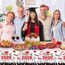 Graduation Plates and Napkins 2025 Grad Party Supplies, Class of 2025 Congrats Grad Disposable Paper Plates Cocktail Napkins Set for 2025 Red Black Graduation Party Decorations Sets, Serve 50