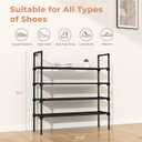 LANTEFUL 4 Tier Shoe Rack for Closet Shoe Organizer with 5 Hooks, Long Shoe Shelf Storage for Shoe and Boot Stackable Free Standing Shoe Rack for Entryway, Garage, Small Spaces, Dorm, Black