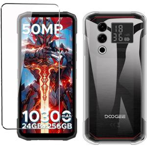 Case for Doogee Blade 10 Max Phone case with Tempered Glass Screen Protector,Silicone Soft Flexible Bumper Shockproof TPU Protective Cover-Clear