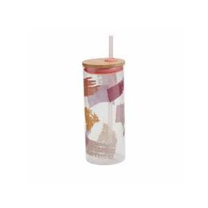 Multi-function Glass Cup with Lid Transparent Juice Tumbler with Straw for Cold Beverages for Home Cafes and Parties 20 oz